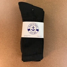 Yacht & Smith Mens Size 10-13 Black Cotton Crew Socks 3 Pair Pack NWT
