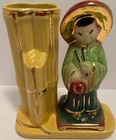 Shawnee Asian Man Bamboo Ceramic Vase Vintage No. 702 Excellent