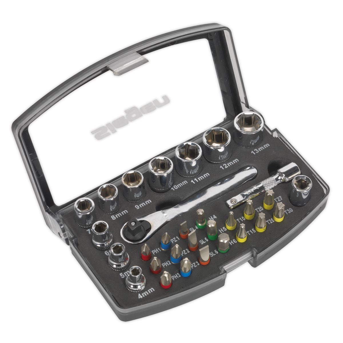 Sealey Socket & Bit Set 31pc 1/4""Sq Drive S01036