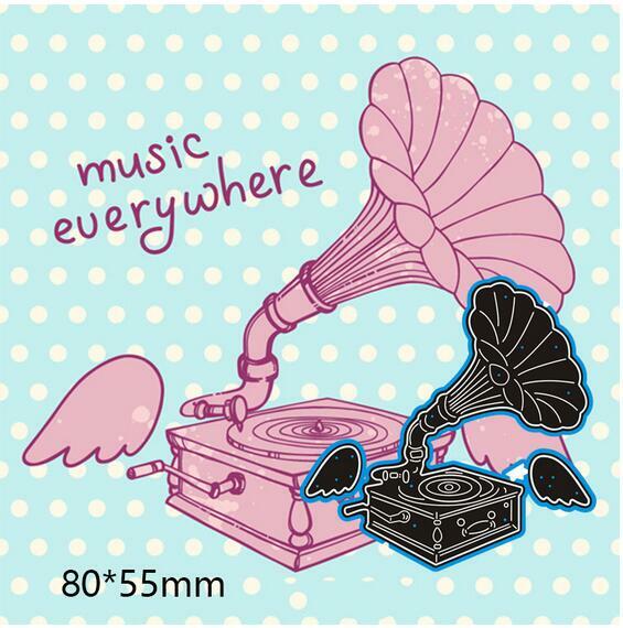 Vintage Phonograph Metal Cutting Dies for Scrapbooking and Embossing  