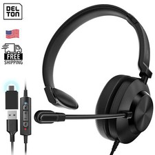 Delton 30Y MS Teams On-Ear Mono Computer Headset, USB Type-A Type-C, Black