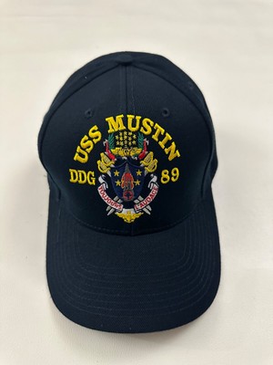 The Corps USS Mustin DDG 89 Logo Blue Baseball Cap Hat One Size