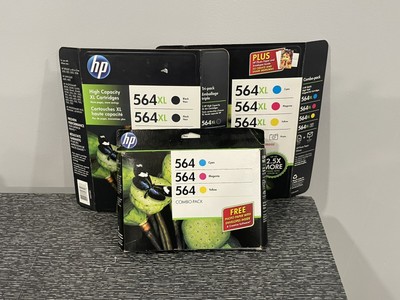 LOT: XL Genuine HP 564 Combo Pack Tri Color & Black Ink Cartridges Expired Multi