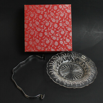 Vintage Glas Meeresfrüchte Set Server Platte & Teller Halter (Fehlende Gabel)