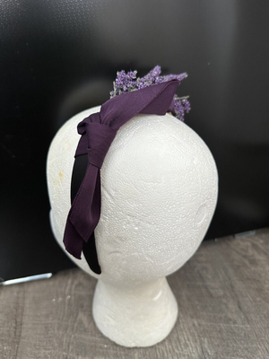 Handmade Designer Fascinator Headband Floral Lavender Purple Bow New Handmade Designer Fascinator Headband Purple Ribbon Bow  main image 4