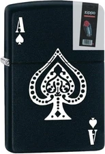 Zippo 08263 Ace of Spades Black Matte Lighter + FLINT PACK