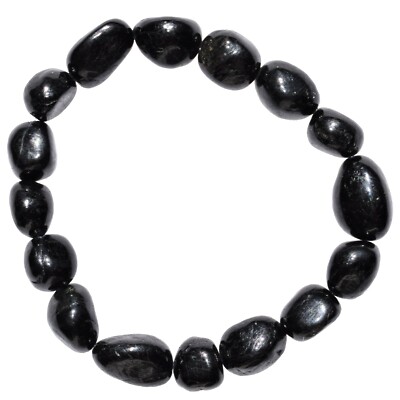 CHARGED 7'' Natural Black Tourmaline Crystal Stretchy Bracelet + Selenite Heart