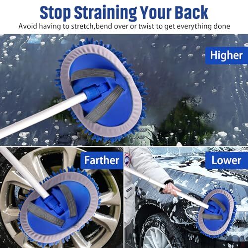 anngrowy 62" Microfiber Car Wash Brush with Long Handle Car Washing Mop
