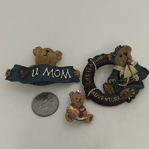 3 Vintage Resin Bear Pins Boyd’s Bears Mom Lifesaver Adventure Thanksgiving - Picture 10 of 24