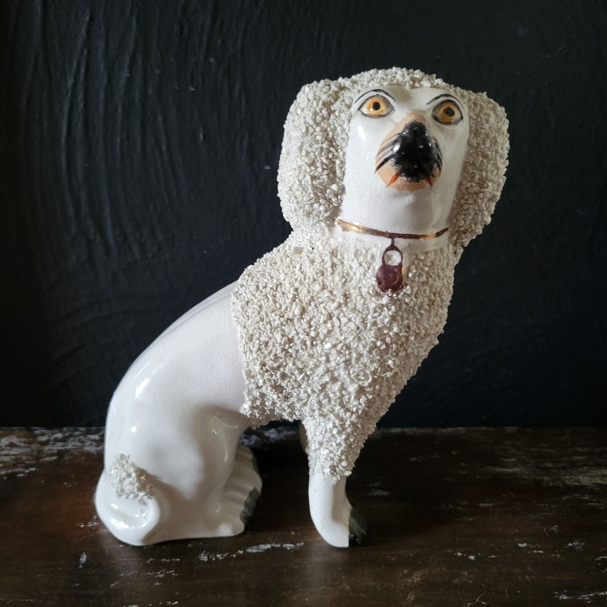 Antique Confetti Staffordshire Dog, Wally Dog Figurine, Mantle Dog