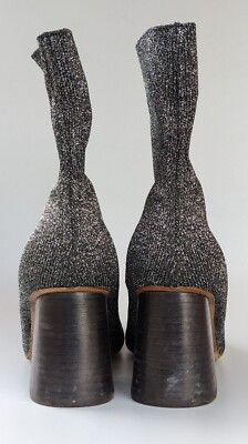 CELINE Womens Silver Glitter Knit Sock Boots Size 37 EU | 7 US | eBay
