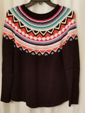 Talbots Women's Knit Sweater Nordic Style Long Sleeve Fair Isle Size Small