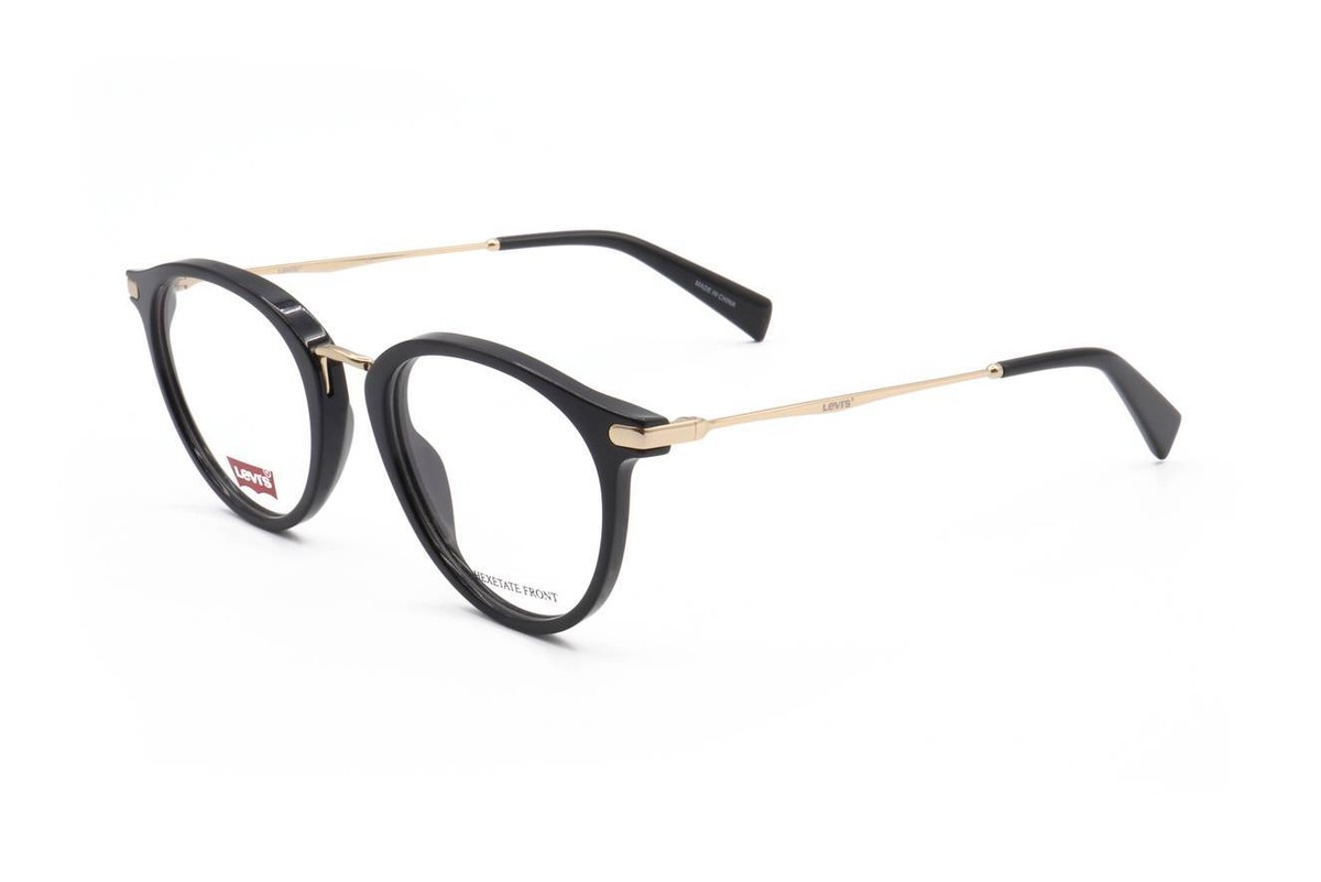 メガネ Levi's Glasses LV5006 807 l Round Black Horn Luxury Levis 5006 Eyeglasses Unisex 0807 Black Oval Modified 50mm