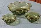 RARE Vintage Anchor Hocking Covington Green Glass Chip and Dip Bowl Set
