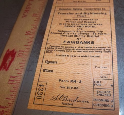 Unused vintage Fairbanks Alaska Richardson Highway Transport ticket stubs, NEW - Picture 4 of 5