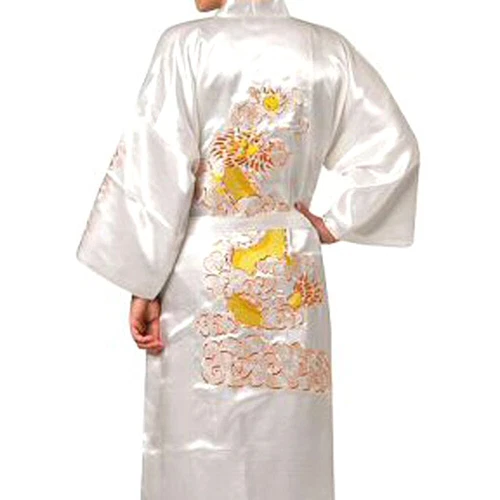 Men Satin Chinese Dragon Kimono-Silk Bathrobe Pajamas Sleepwear Gown Bath Robe - Imagen 52 de 52