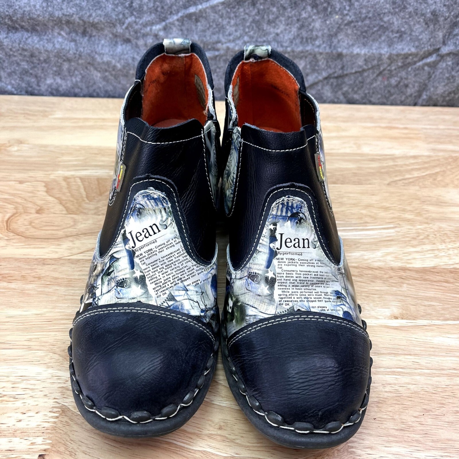 TMA EYES Women's Leather Ankle Booties Casual Shoes Pull on with Zipper Outdoor