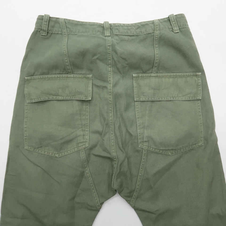 Pantalones Luna Nili Lotan para mujer talla 2 verde entrepierna caída mezcla de lino Foto 4 de 4