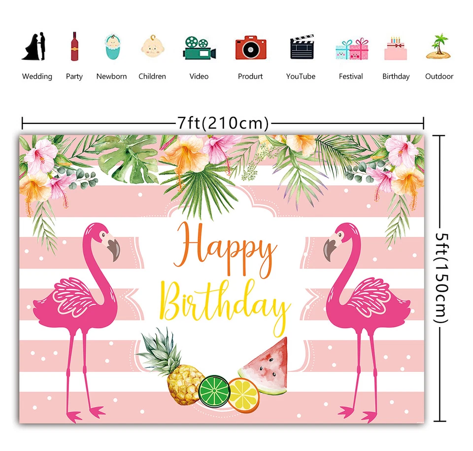 Fondo de foto de cumpleaños Mocsicka flamenco Aloha Hula Baby Sh Foto 4 de 4
