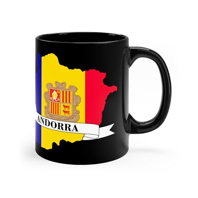 Andorra flag map - Black Coffee Mug, 11oz