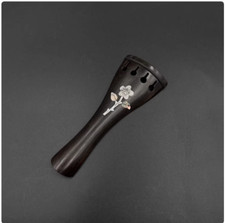 Nice Carved ebony wood violin tailpiece 4/4 full size. Inlay flower 1