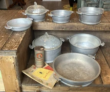 MCM Guardian Service Ware Set Of 9 Aluminum Pots Glass Lids Vintage Cookware (2D