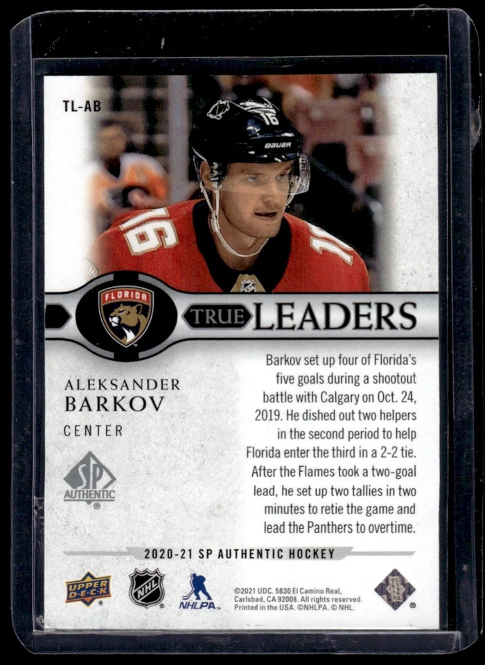 2020-21 SP Authentic True Leaders Aleksander Barkov Florida Panthers #TL-AB - Image 2 of 2