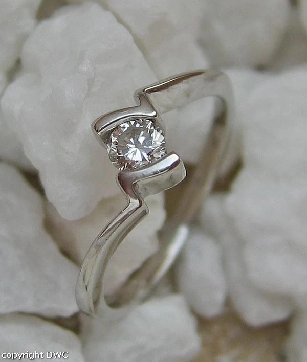 Ring mit Brillant Solitär Diamant Brillanten in 900 er Platin 48 - Bild 3 von 4