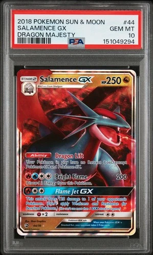 2018 POKEMON SUN & MOON DRAGON MAJESTY #44 SALAMENCE GX PSA 10