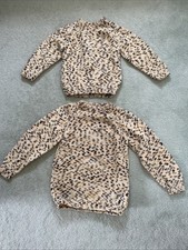 Lot Of 2 Vintage 1980 s Hand Knit Beige and Brown Tweed Kids Sweater