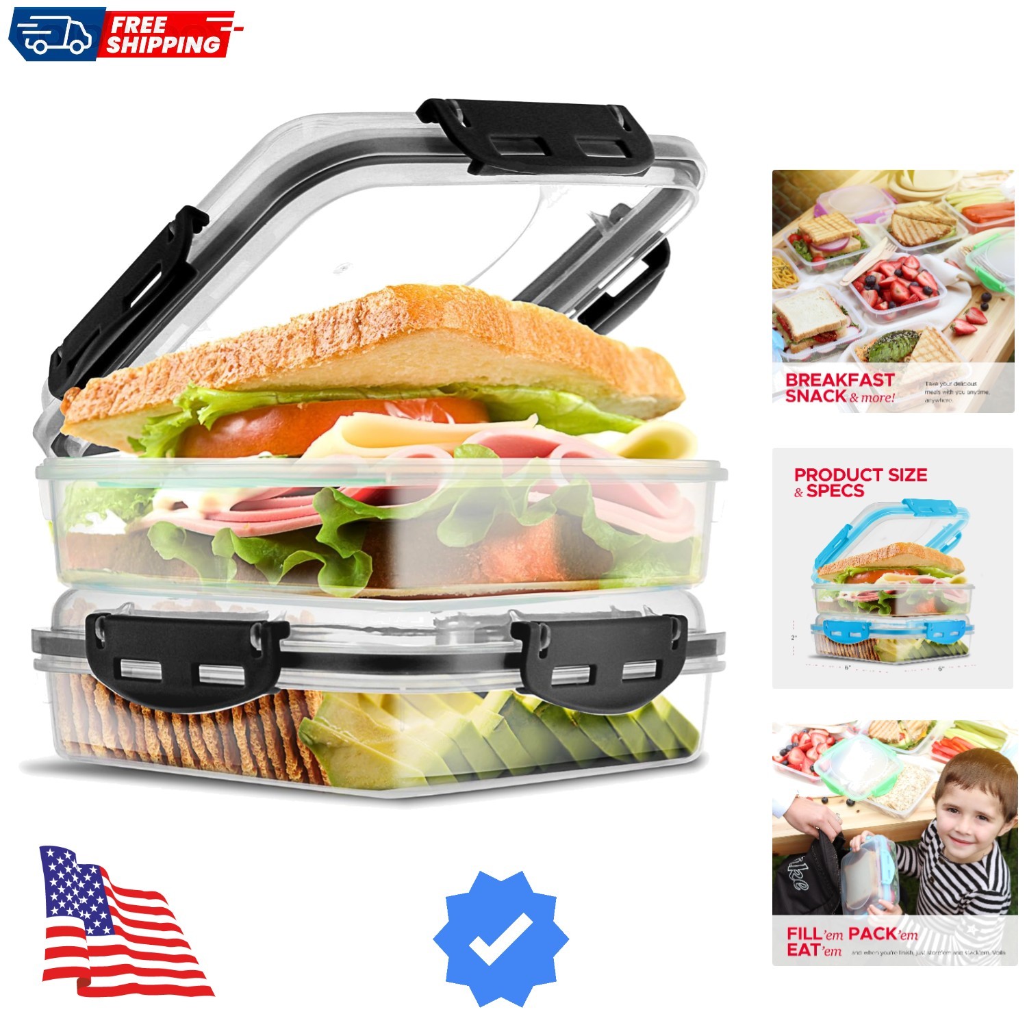 - 2 Pack Bpa Free Lunch Containers For Lunch Boxes ...