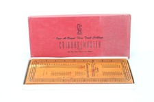Vintage Drueke CribbageMaster Wooden Three Track Cribbage Board w Box  Pegs USA