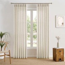 Pinch Pleat Sheer Curtains 132 Inches Long, 42"W x 132"L Pack of 2 Natural