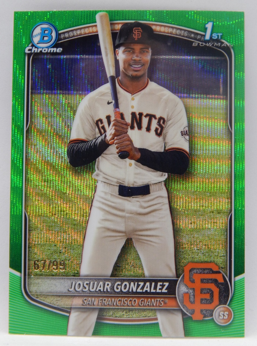 2025 Bowman Chrome Baseball - 67/99 1st Green Wave Giants - JOSUAR GONZALEZ