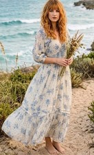 Free People Golden Hour Maxi Dress Cotton Tea Floral Combo Women's S Cottagecore