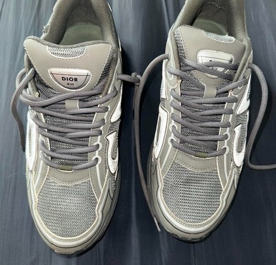 Dior B30 Men s Low Top Lace-Up Mesh Athletic Sneakers Gray/Silver Casual