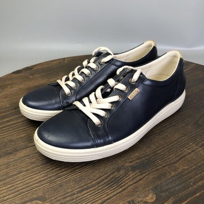 ECCO Soft 7 Shoes Womens Size 8.5 Blue Leather Lace Up Casual Sneakers Comfort