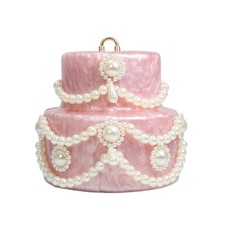 Cake Shaped Acrylic Clutch Pearl Beaded Evening Handbag for Wedding Party Prom