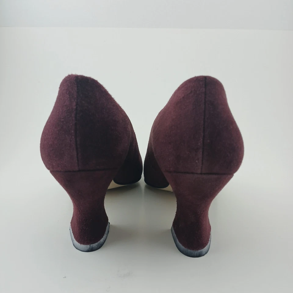 Zapatos de salón Nine West de colección de los 90 auténticos de gamuza de vino de cuero real talla 6,5 M tacones de 3" Foto 4 de 4