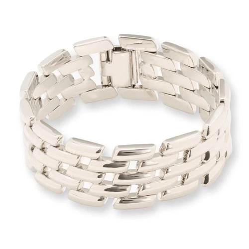 Bellezza All Solid Bold Panther Link Bracelet Senora Clasp silvertone Bronze New - product listing photo