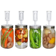 laffeya Stainless Steel Fermentation Lids for Wide Mouth Mason Jars, 4 Set