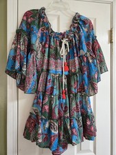 Boho Women's Silk Blend Flare Sleeve Dress One Size