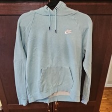 Nike Blue Hoodie Women's M Regular Pullover Logo Solid Hooded Pockets