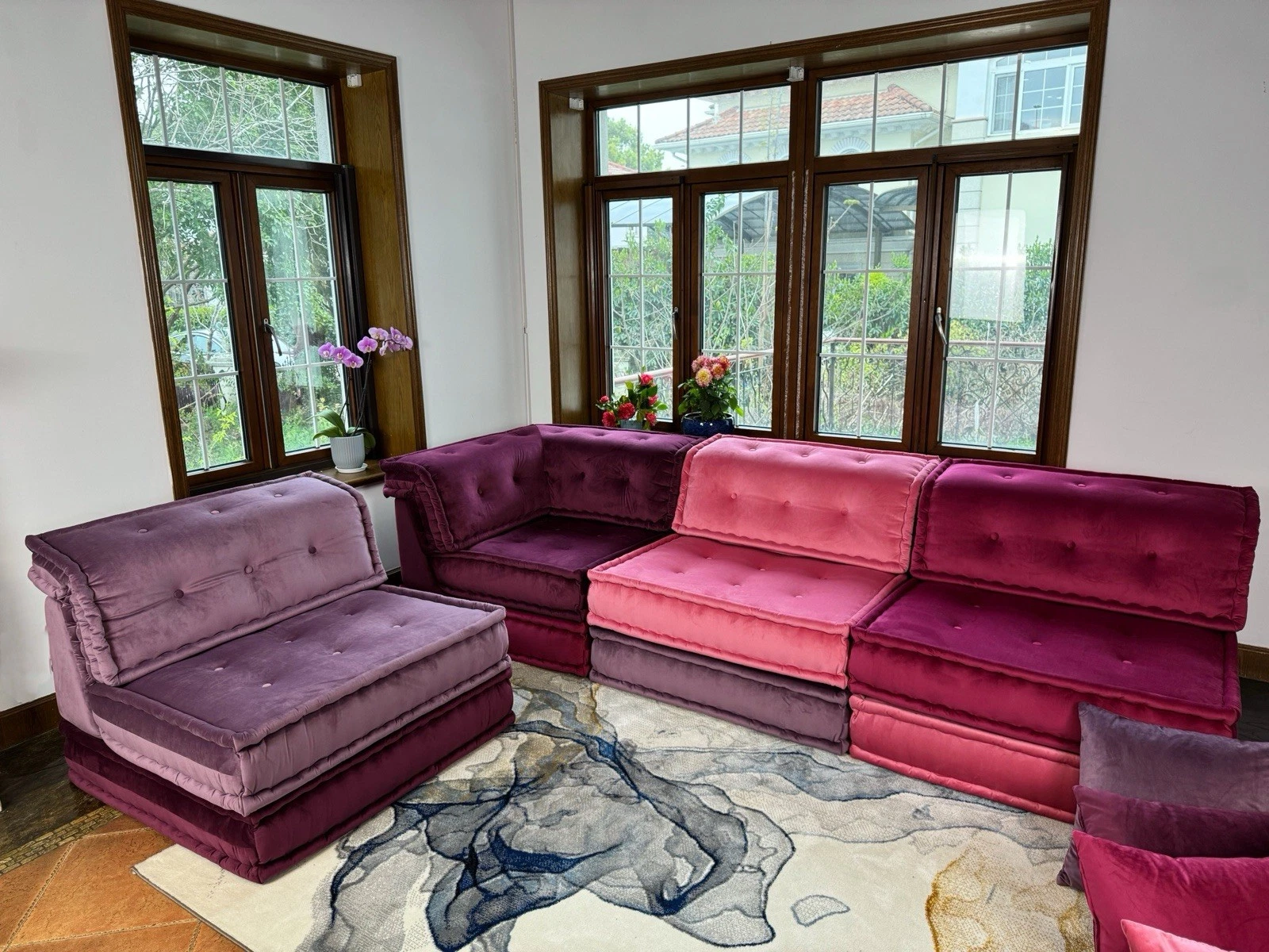 Hand Upholstered Day bed Mah Jong Sofa Modular Sectional Sofa Couch Full Set