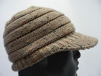 Brown with Multi-Color Flecks - One Size Beanie Style Cap Hat With Brim!