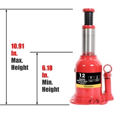 Jack Boss 12 Ton Welded Hydraulic Stubby Low Profile Bottle Jack Red Jack Boss 12 Ton Welded Hydraulic Stubby Low Profile Bottle Jack Red