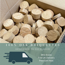 Oak Wood Briquettes - Premium Food Smoking - 9KG Boxes - Free Delivery