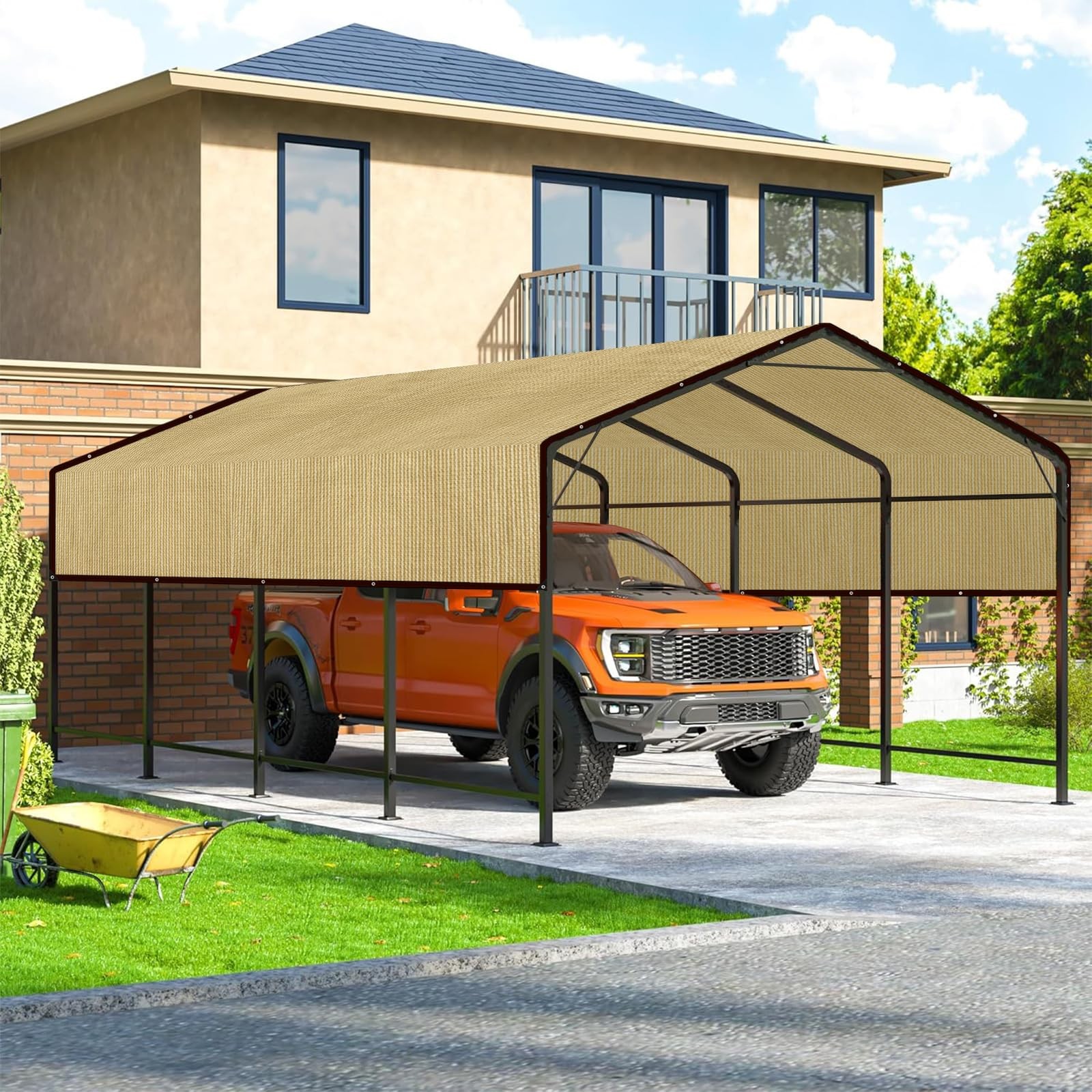 Rete di ombreggiatura con occhielli 2 x 3 m beige tenda da sole da giardino per - 4