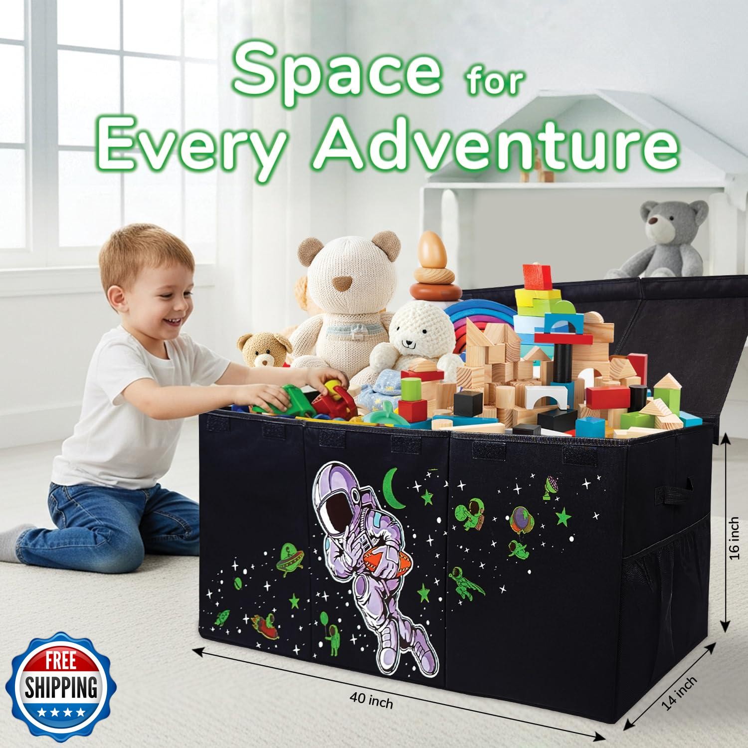 Extra Large Toy Storage Organizer For Living Room with Lids - Glow-in-Dark 40