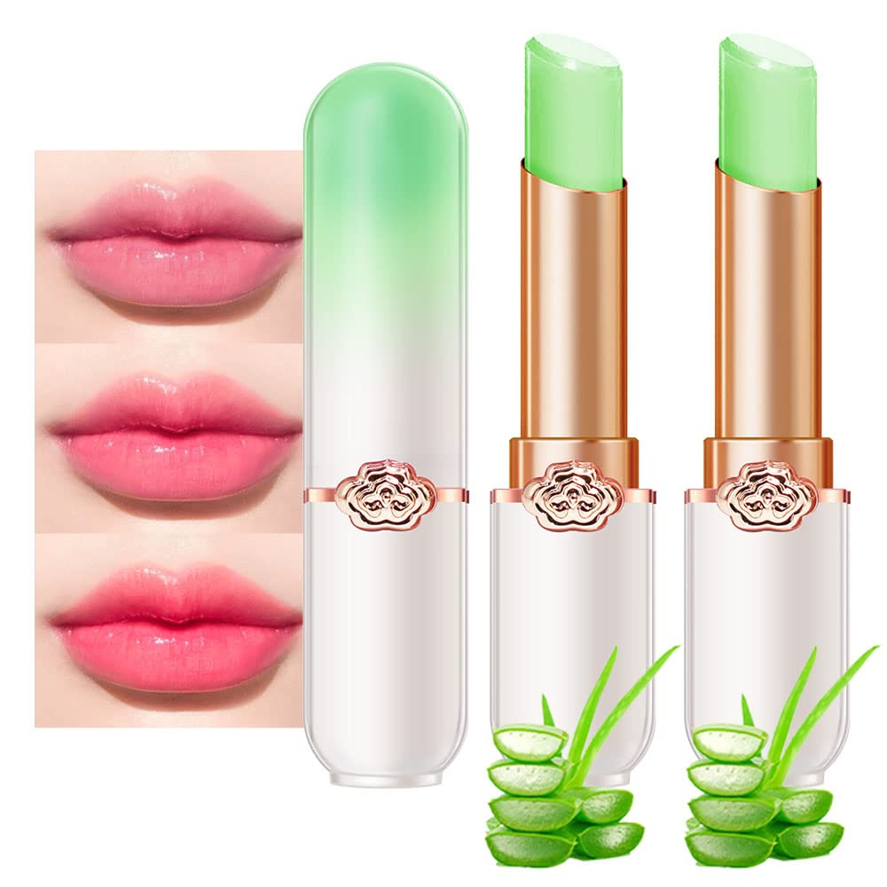 2-Pack Aloe Vera Tinted Lip Balm with PH Color Change & Hydrating Stain